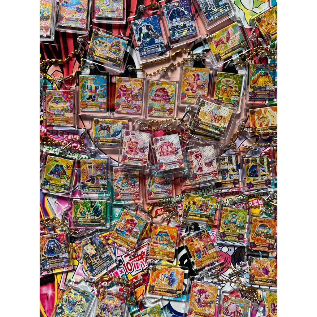 Aikatsu Keychain Hologram Roulette No Chara Ballchain Acrylic Gold Ballchain Aikatsu Card Kartu Aika