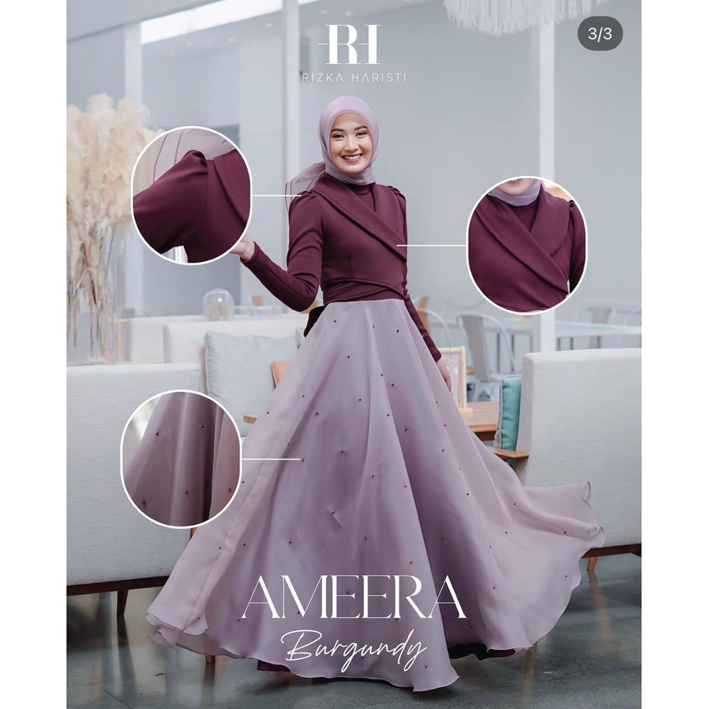Dress Ameera Burgundy by Rizka Haristi [Preloved]