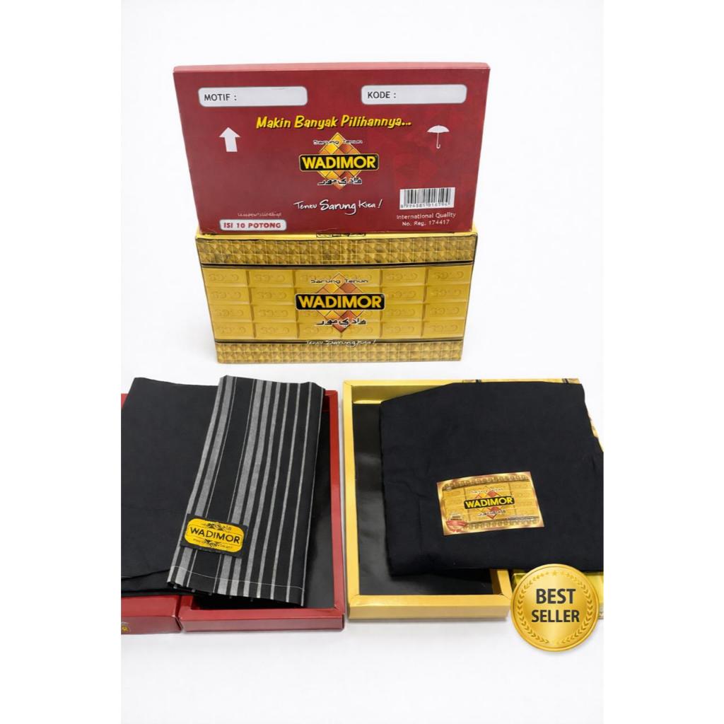 Sarung WADIMOR Original  Hitam Putih Polos Premium
