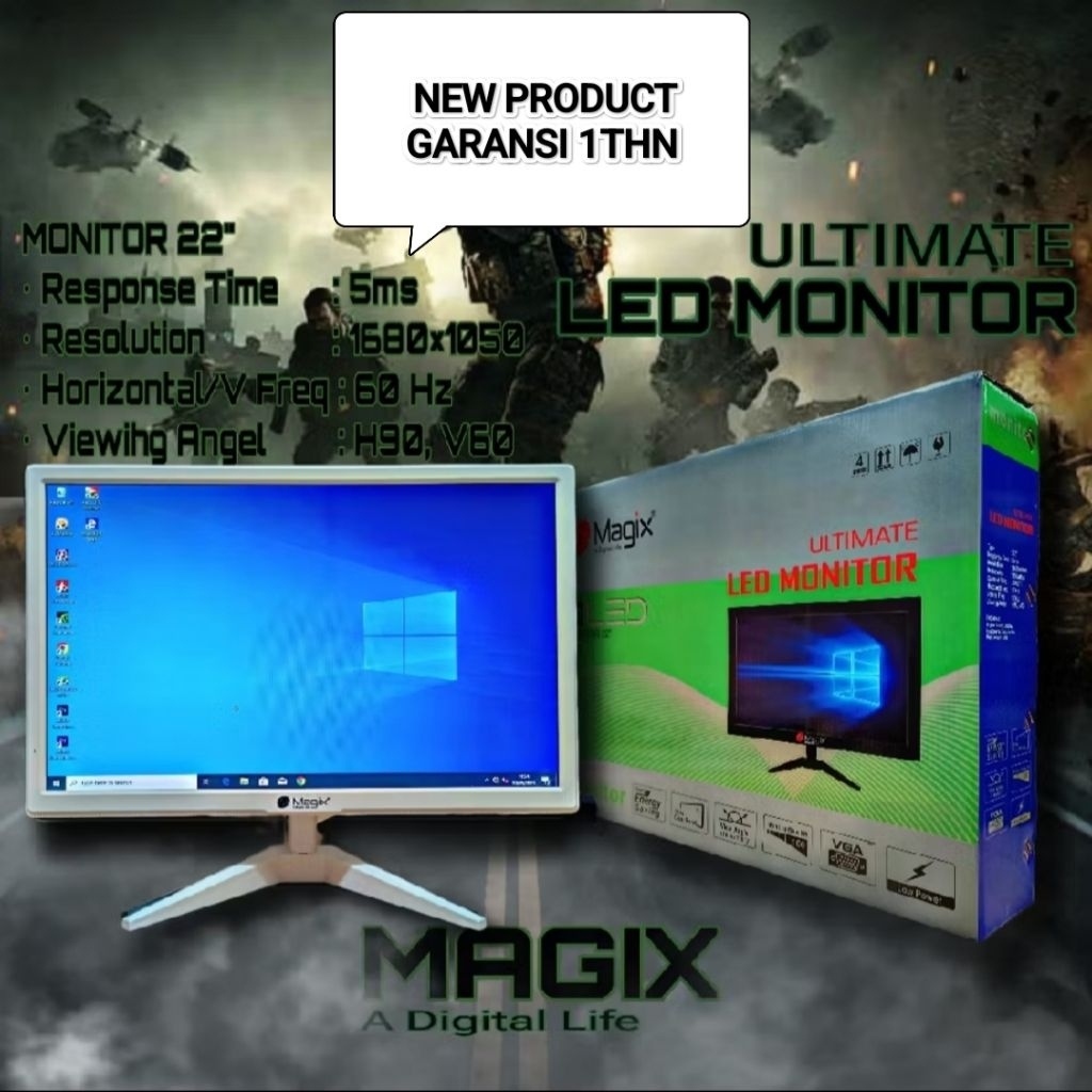 LED MONITOR 22 INCH MAGIX SOCKET VGA HDMI LOW POWER
