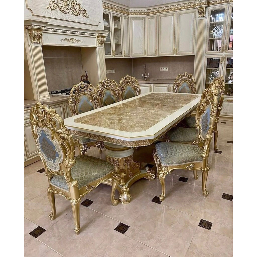 meja makan clasik mewah / meja makan ukir mewah