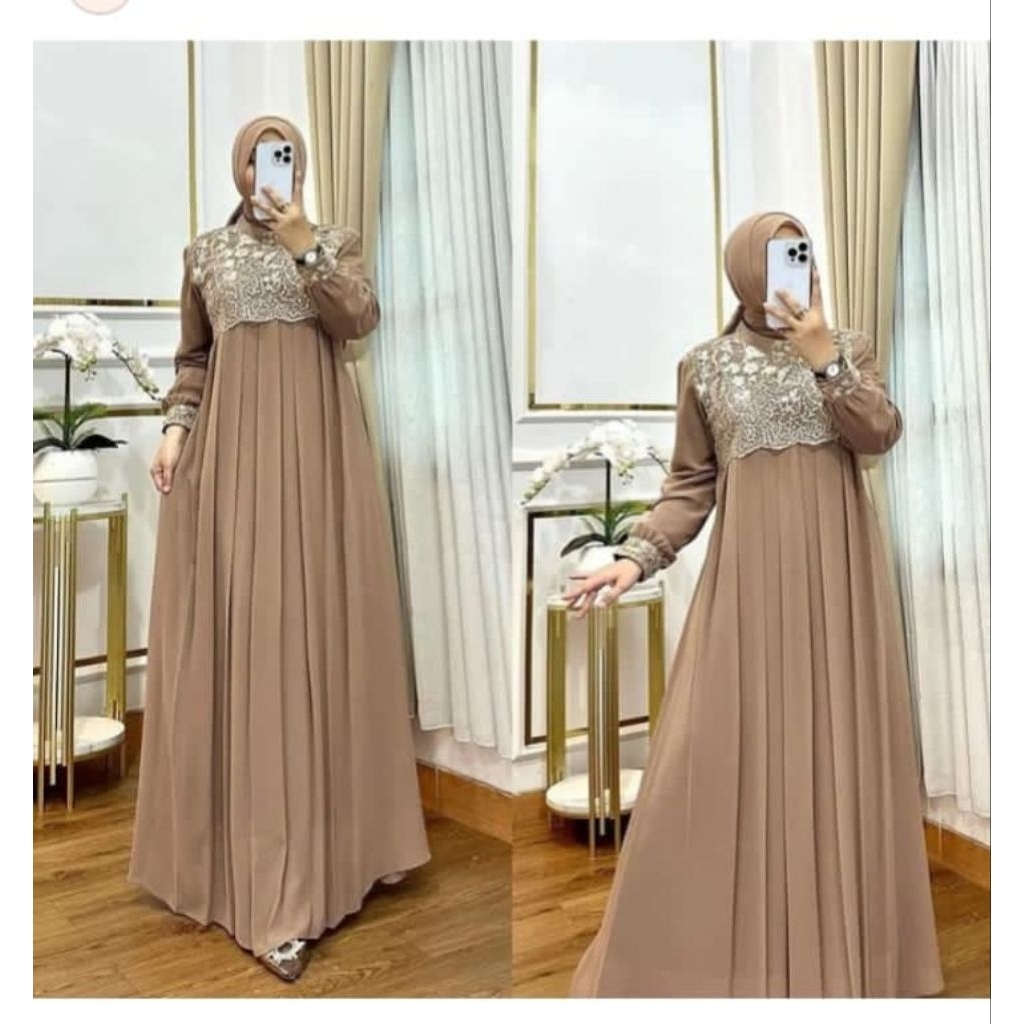 BAJU GAMIS WANITA DEWASA BROKAT TERBARU