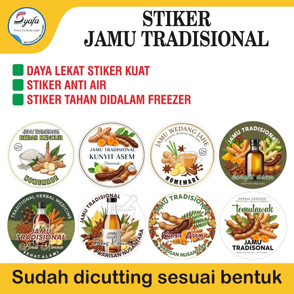 STIKER GELAS CUP DAN BOTOL / STIKER JAMU TRADISIONAL