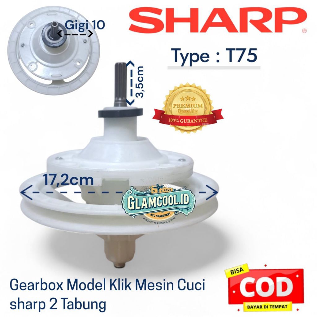 GEARBOX MESIN CUCI SHARP 2 TABUNG ES-T75 GIBOX GEARBOX