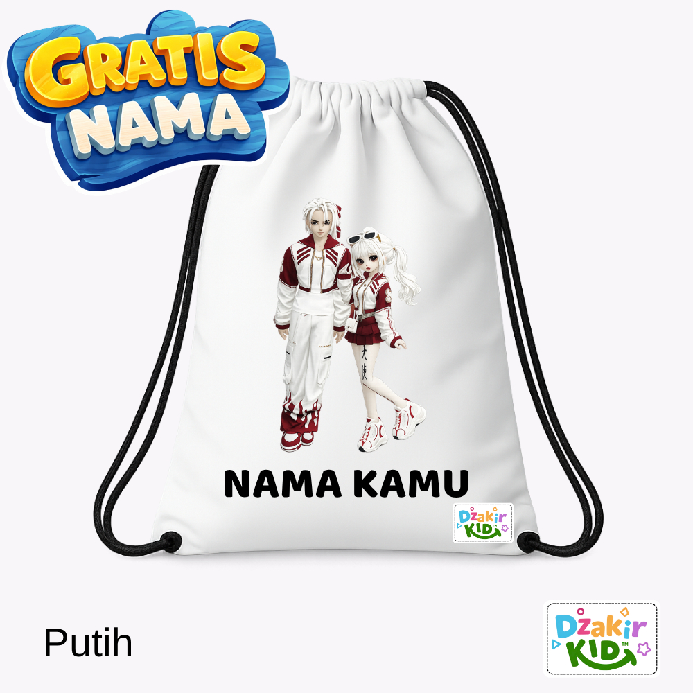 DZAKIR KIDS Tas Serut ROBLOX KARAKTER Coeple Jaket Putih Merah Perempuan Baju Hitam Aneka Warna Anak