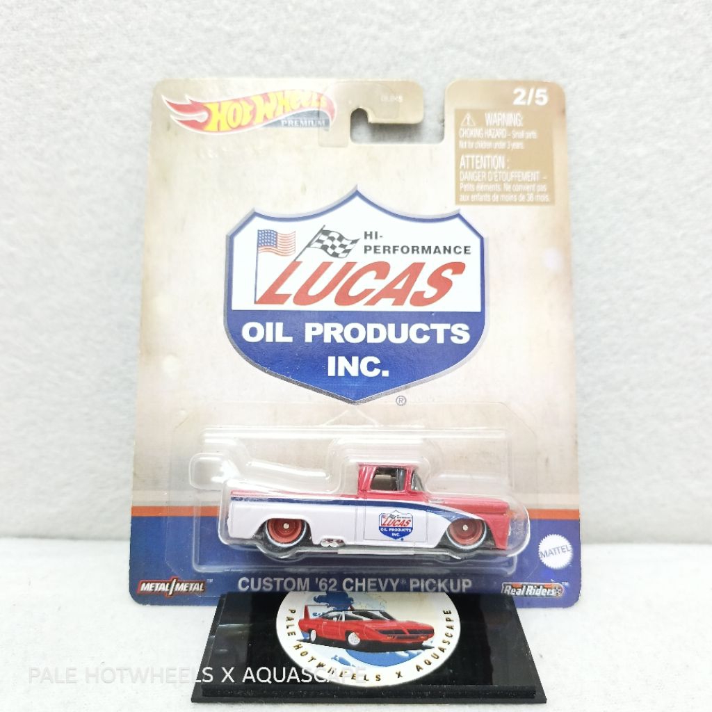 HOTWHEELS CUSTOM 62 CHEVY PICKUP SURFBOARD LUCAS OIL