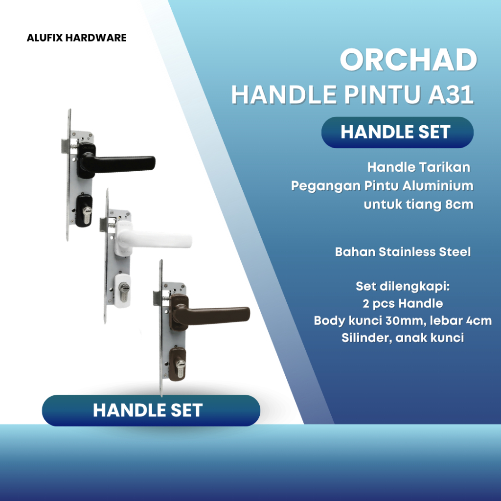 Kunci Handle Aluminium Orchad A31 - Handel Set Kunci Pintu Aluminium Orchad