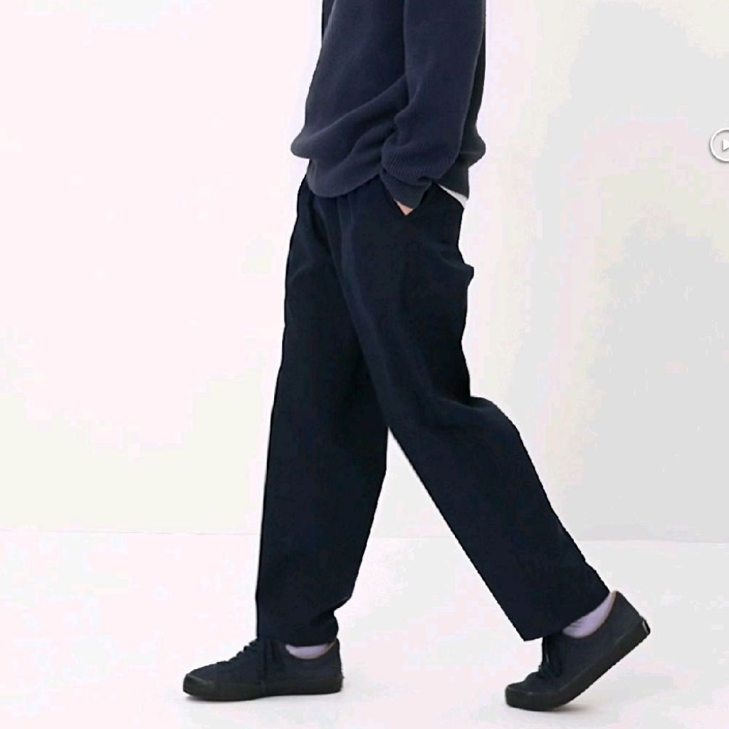 Uniqlo Celana Flannel Ankle Rileks Navy XXL celana panjang pria uniqlo
