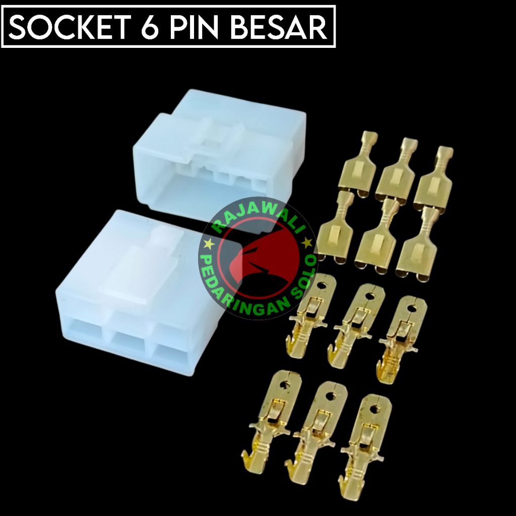 Soket 6 Pin Besar Dengan Skun - Socket Otomotif 6 Pin Besar Komplit Skun Mobil motor