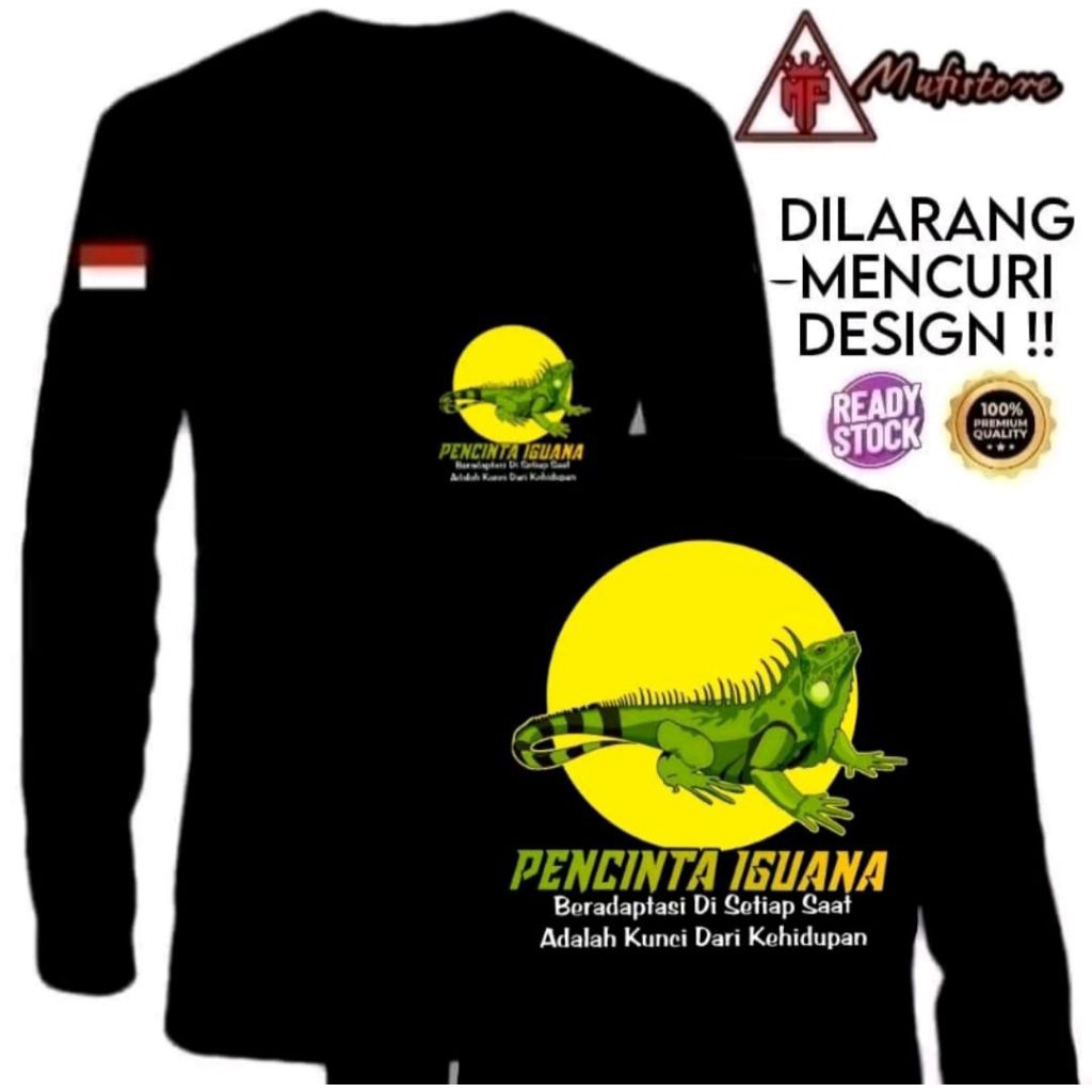 KAOS LENGAN PANJANG PECINTA IGUANA BERADAPTASI DI SETIAP SAAT MOTIF BULAT KUNING