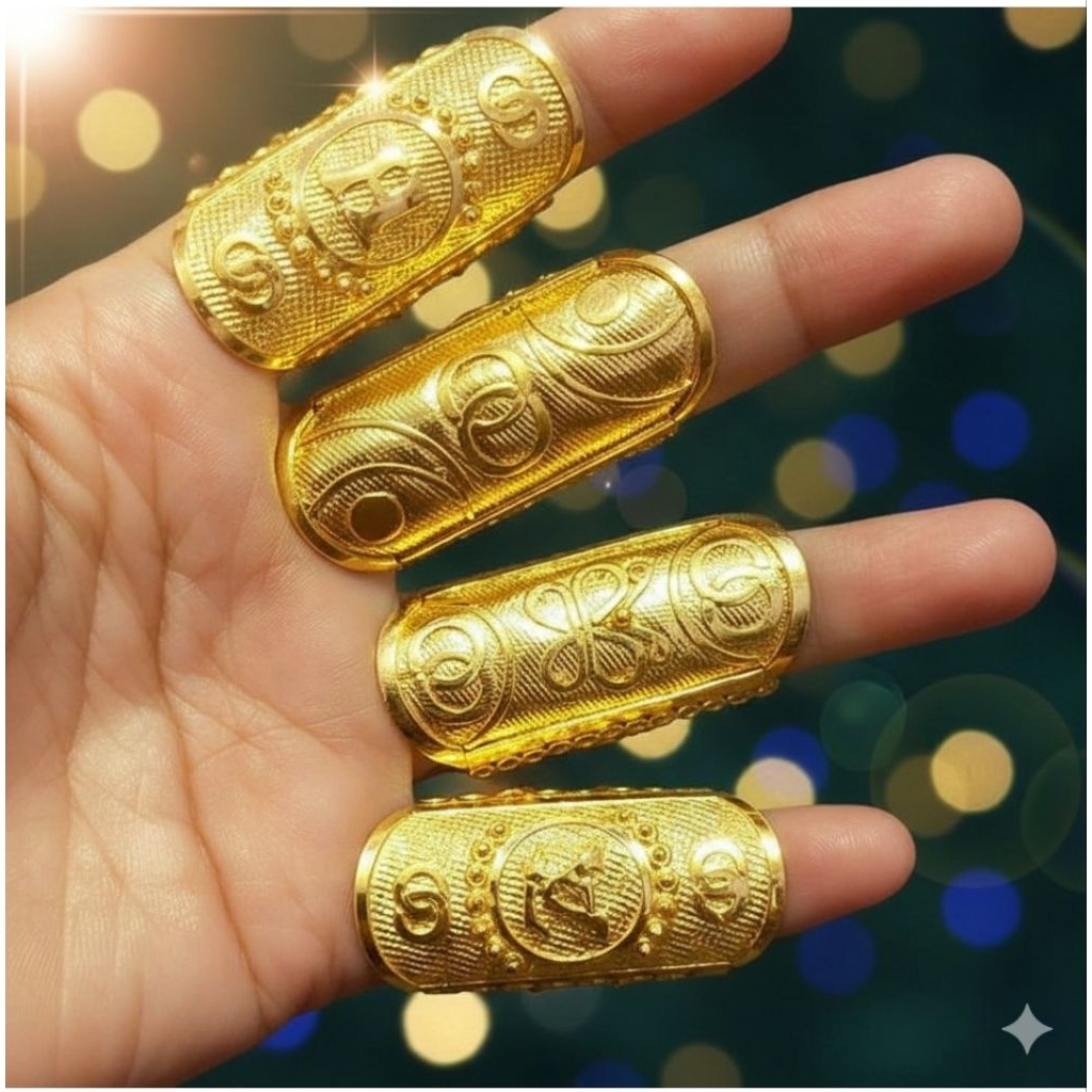Cincin Chanel petak lapis emas 24k