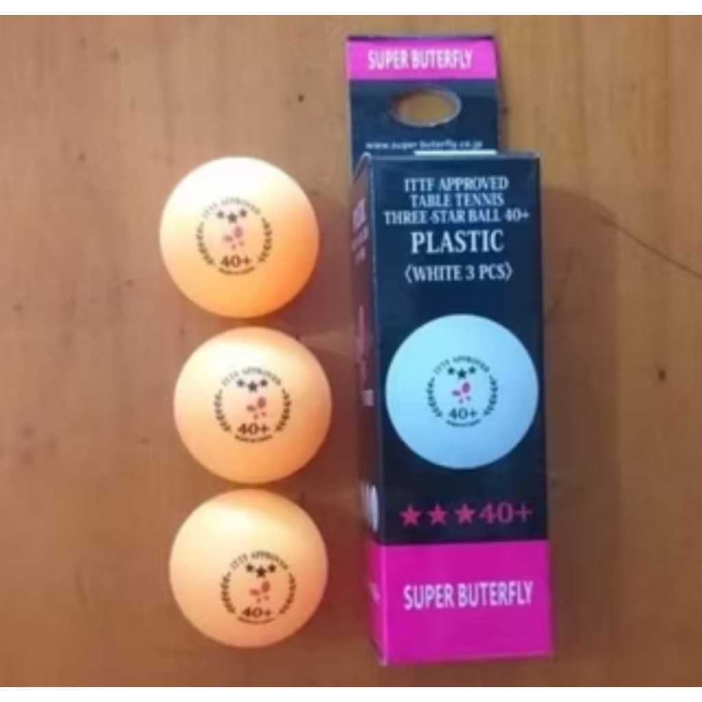 BUTTERFLY Bola Pingpong Isi 3 Super Lokal Cocok Latihan Warna Putih Orange
