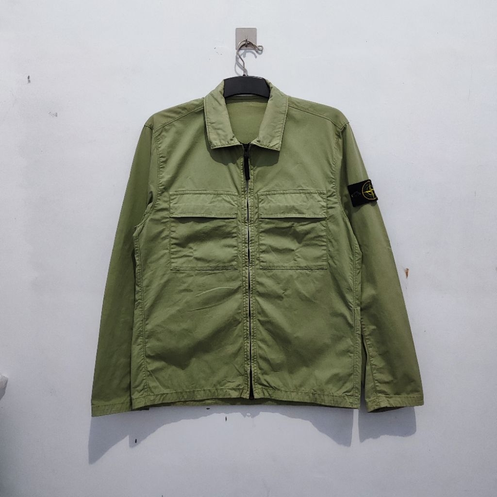 overshirt stone island supima cotton sage green