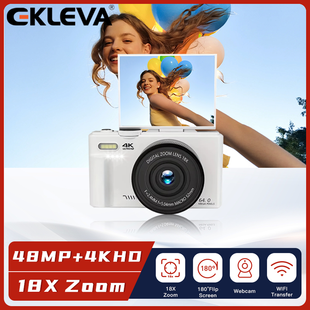 EKLEVA Kamera Digital 18X 64MP Kamera 4K Vlog Kamera Zoom Digital Support Koneksi WIFI