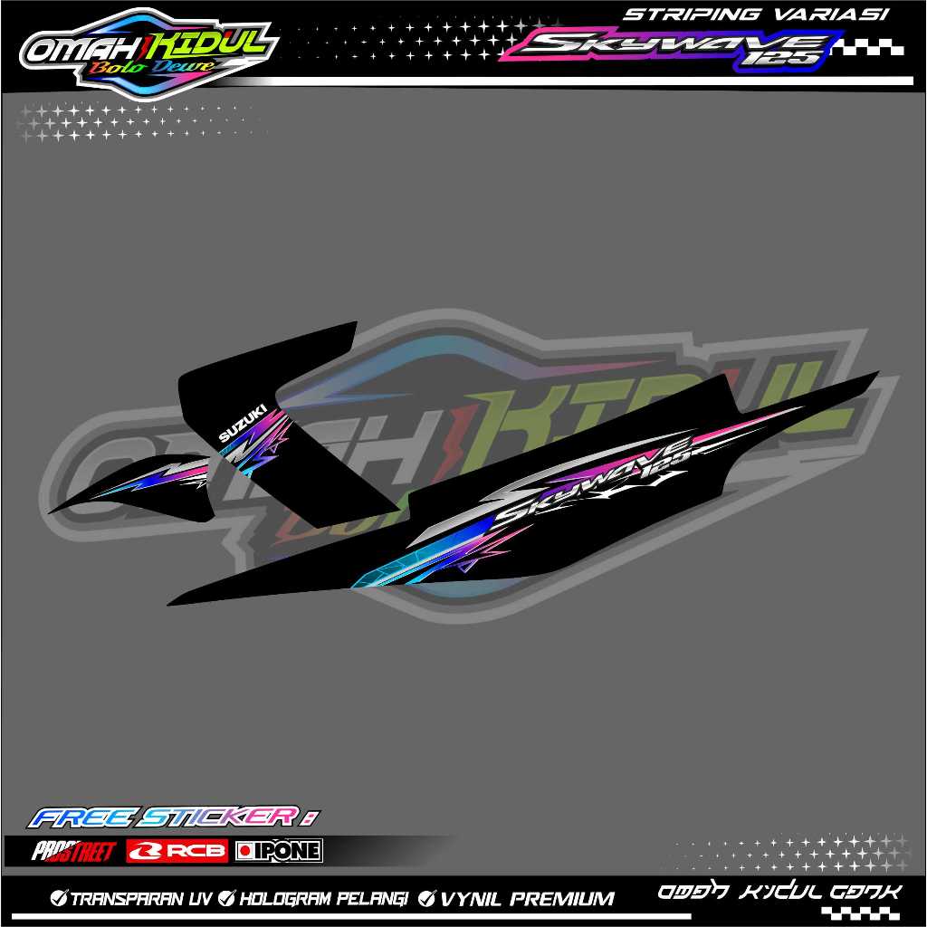 STRIPING VARIASI SUZUKI SKYWAVE 125 / STICKER LIST VARIASI MOTOR SKYWAVE 125