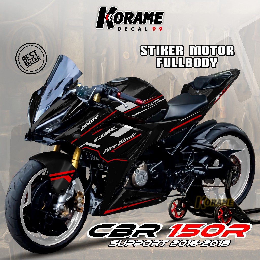 Decal CBR 150R 2016-2020 Fullbody // Stiker Cbr 150r Motif Black List Fireblade Racing