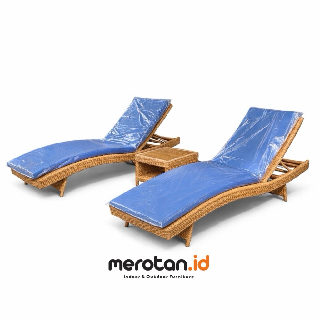 MEROTAN ID - Sun Lounger Anyama Rotan Sintetis / Kursi Berjemur Kolam Renang / Kursi Santai Outdoor 