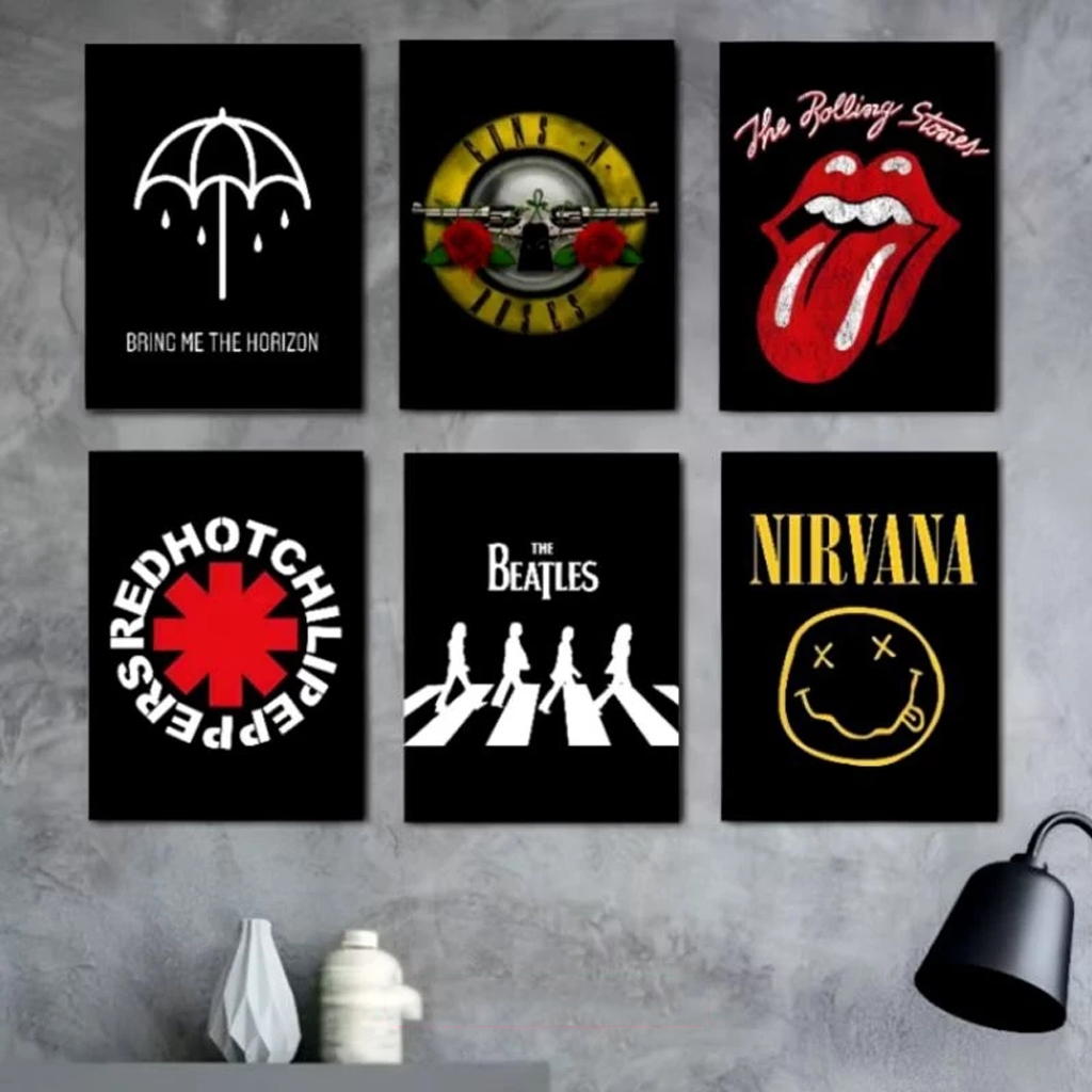 Poster dinding band logo hitam 30x40 Hiasan dinding kamar cowok aesthetic Wall decor - Pajangan