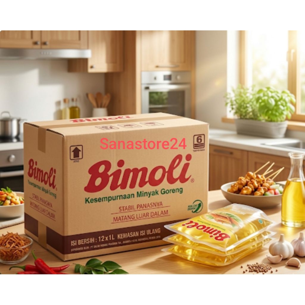 minyak bimoli 1 liter an 1 dus isi 12