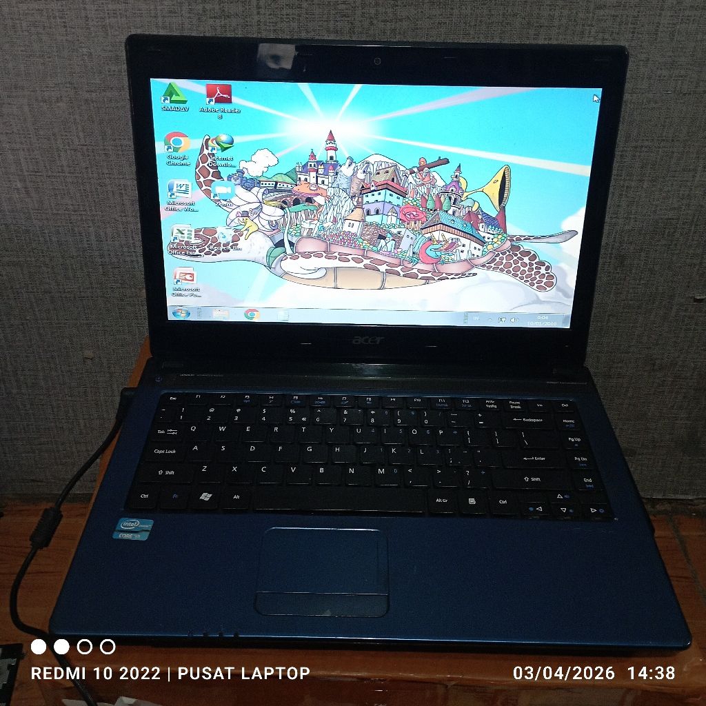 Laptop Acer Aspire 4750 series windows 7 Prosesor Intel coreTM i3 Ram4gb DDR3 Hrd500gb Lcd14in Mesin