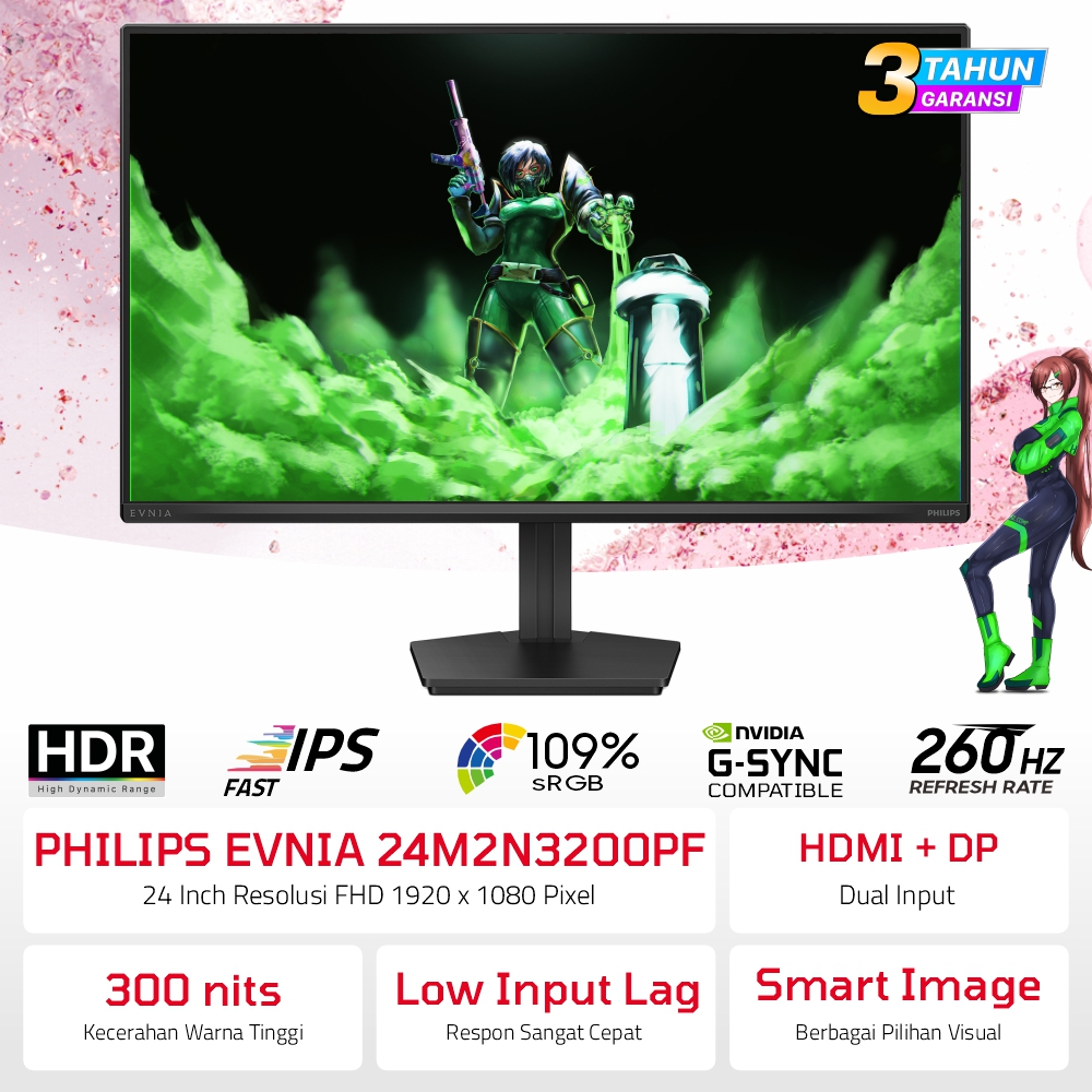 Monitor Gaming Philips Evnia 24 Inch 260Hz IPS FHD HDMI | Evnia 24M2N3200PF-70