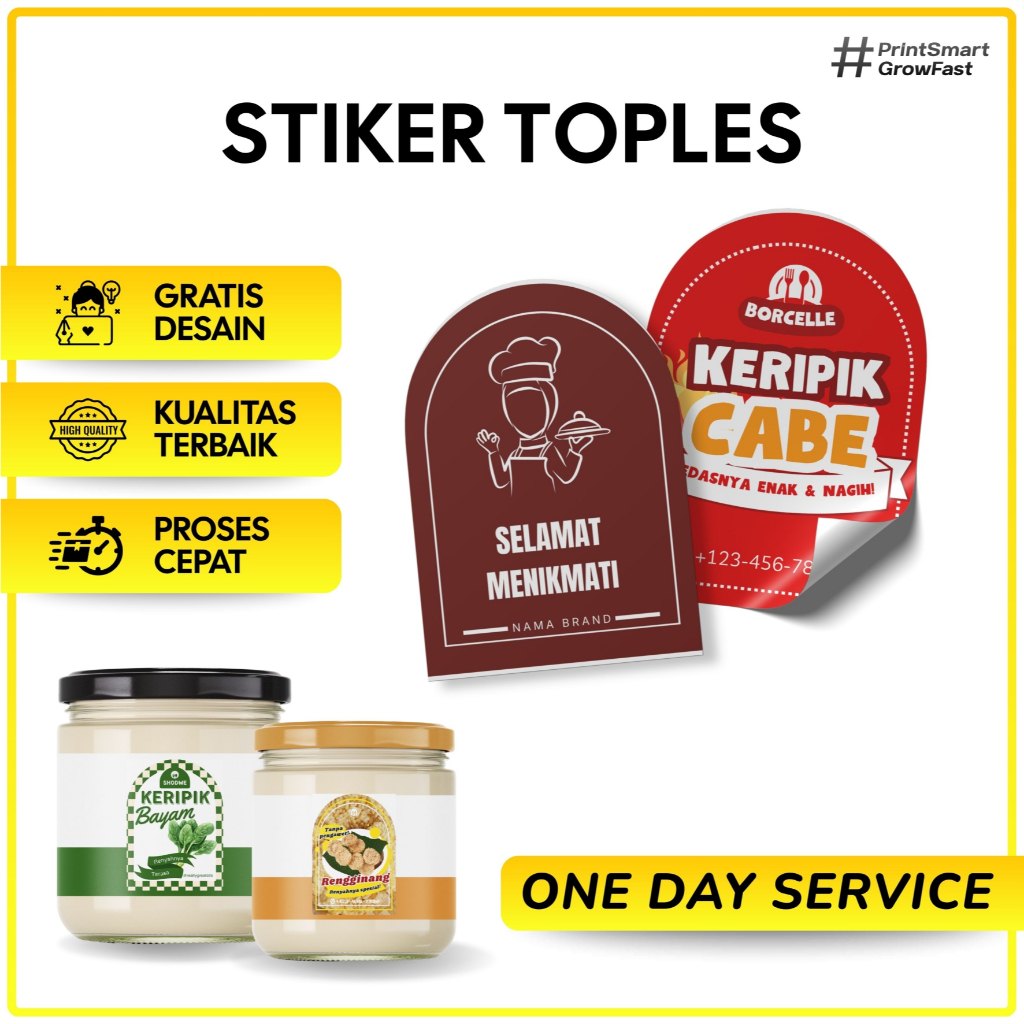 Stiker Toples Stiker Label Custom Logo Chromo Kemasan Makanan UMKM