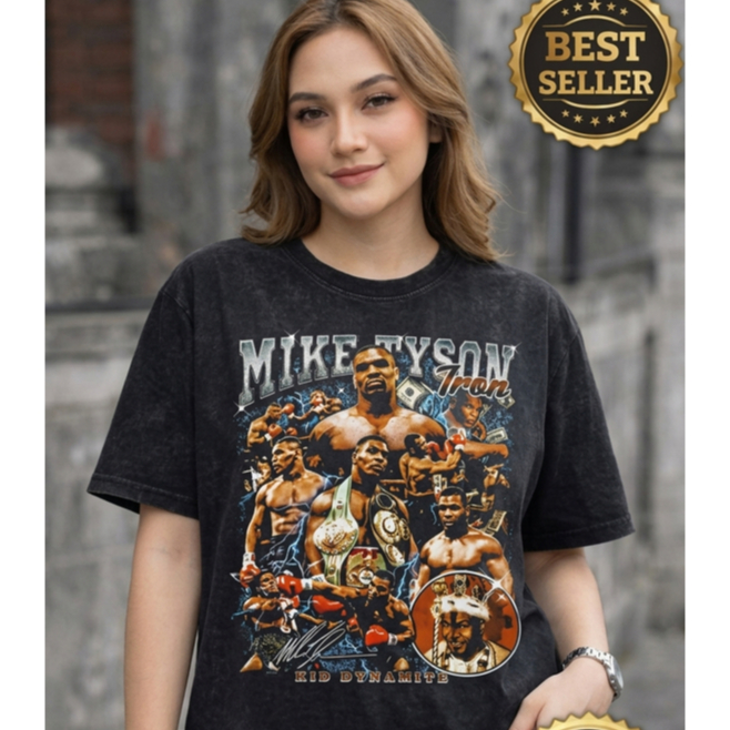 Kaos Mike Tyson Kid Dynamite Iron Mike Vintage Bootleg 90s Oversize Washing - BEBASMUSICLOTH x Defou