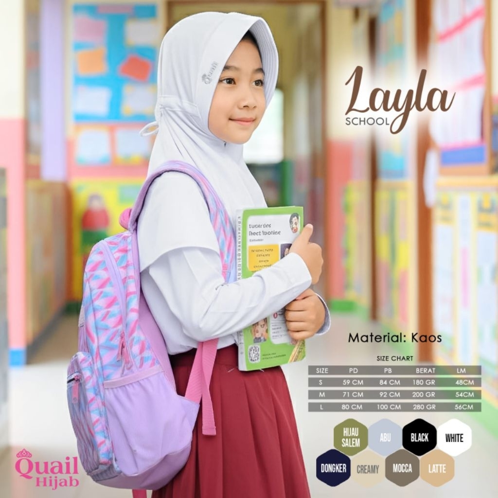 LAILA JILBAB SEKOLAH ANAK SD SMP HIJAB INSTAN ANAK BY QUAIL