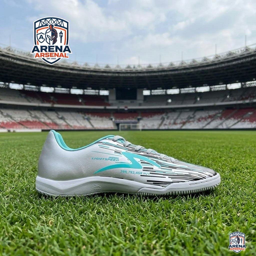 (BEST SELLER ) SEPATU FUTSAL LIGHTSPEED REBORN IN SILVER