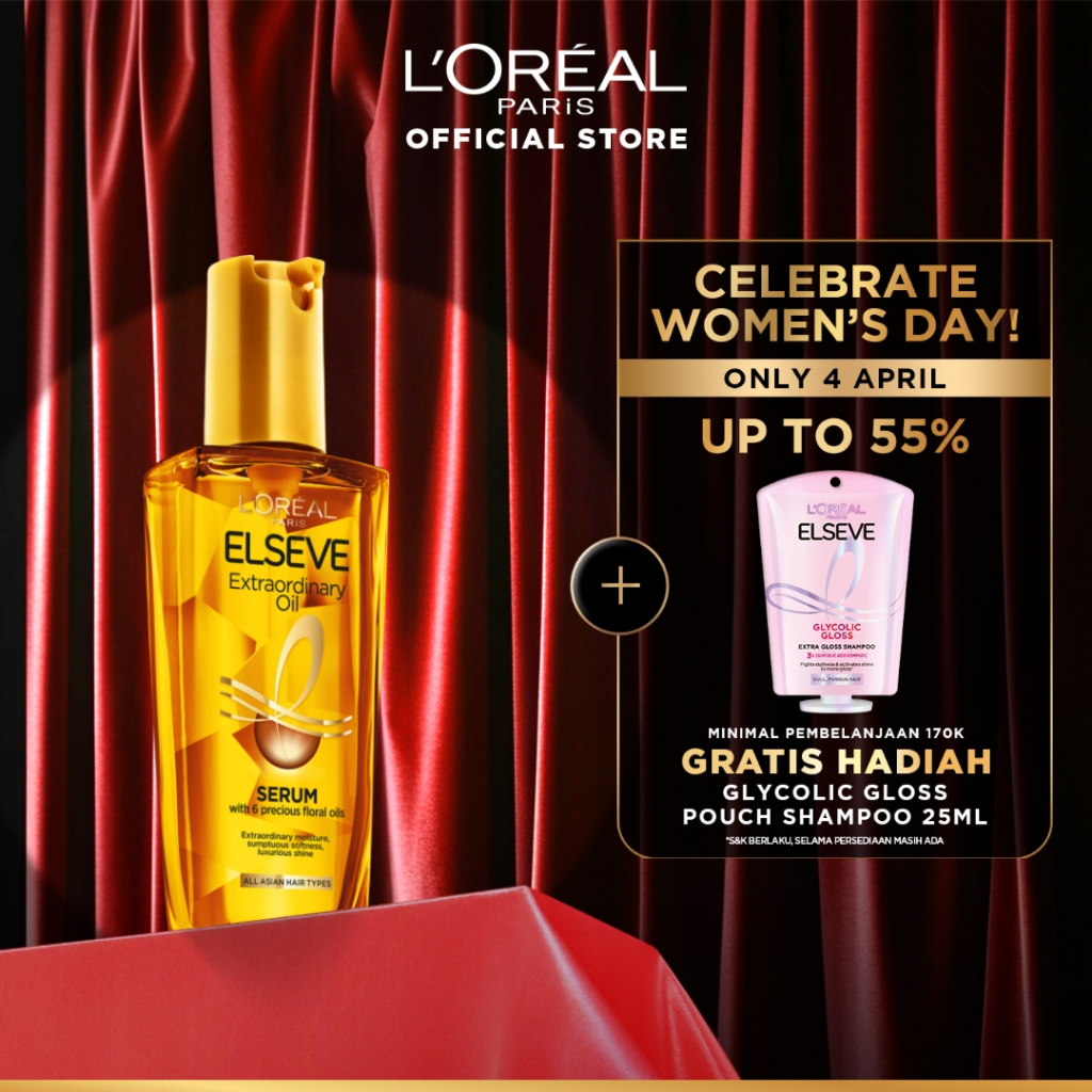 L'Oreal Paris Elseve Extraordinary Oil Gold Hair Treatment Serum 100ml -  Rambut Halus Berkilau dala