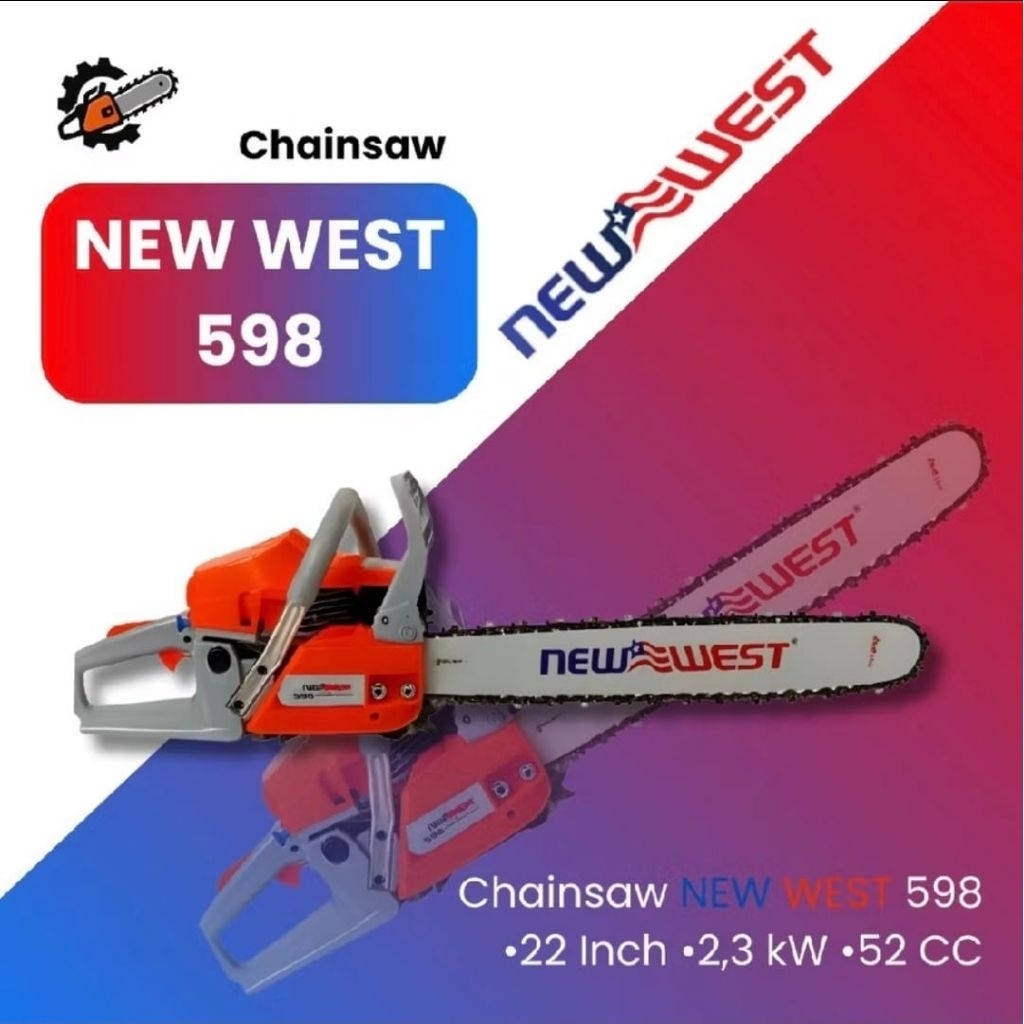 chainsaw new west 598 mesin gergaji 22 inch senso newwest 568