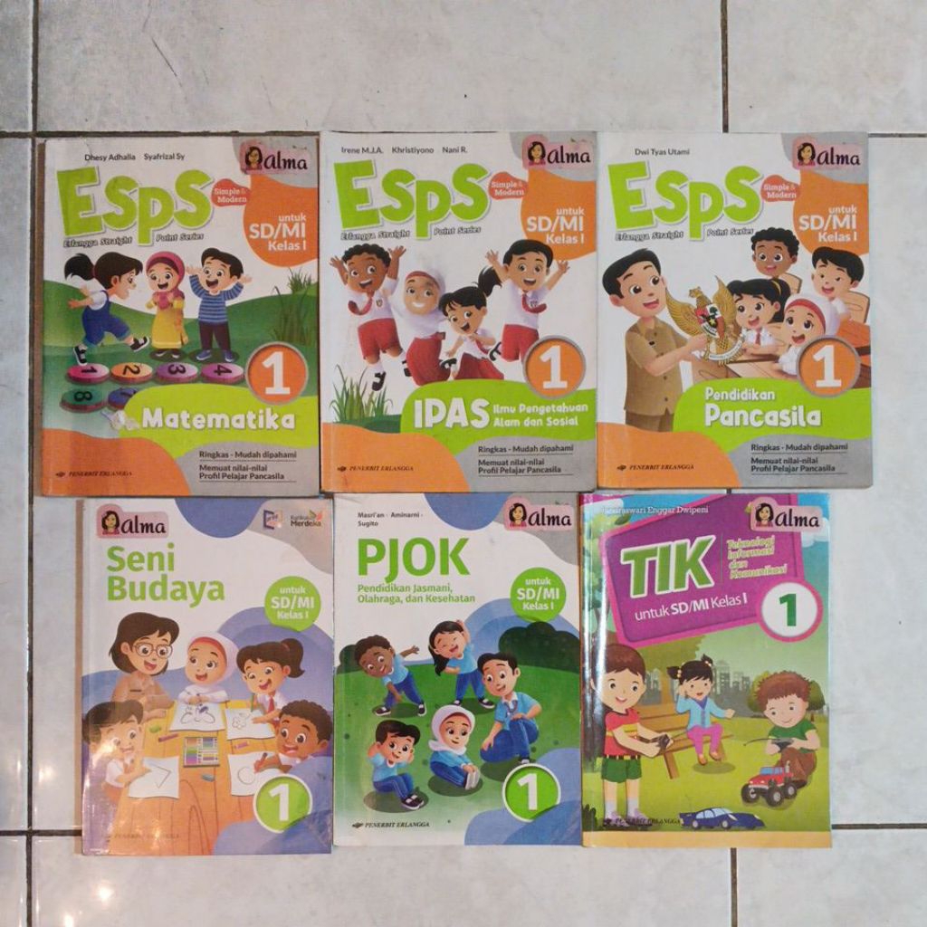 buku kelas 1 esps matematika IPAS Pancasila seni budaya PJOK tik Erlangga