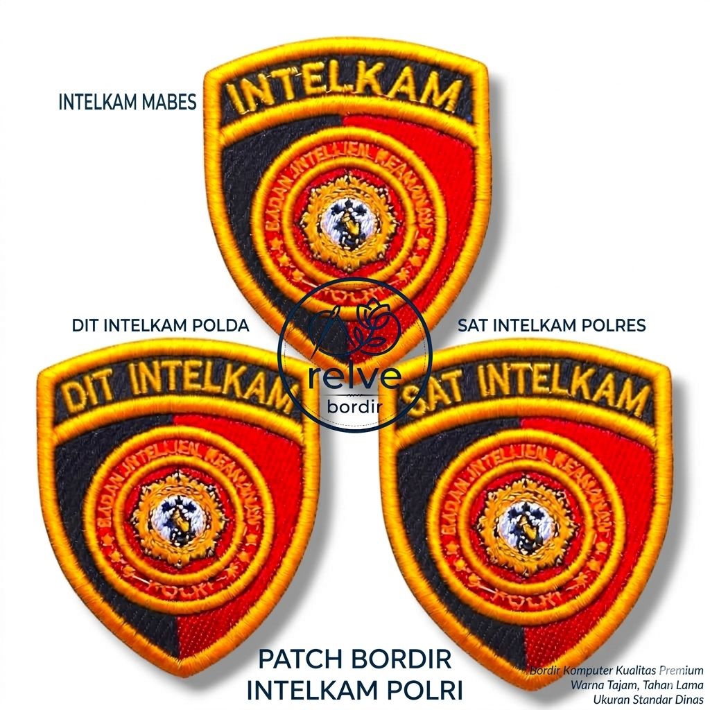 Bordir Timbul Intelkam, Dit Intelkam & Sat Intelkam POLRI Logo Atribut Polri 3D High Quality