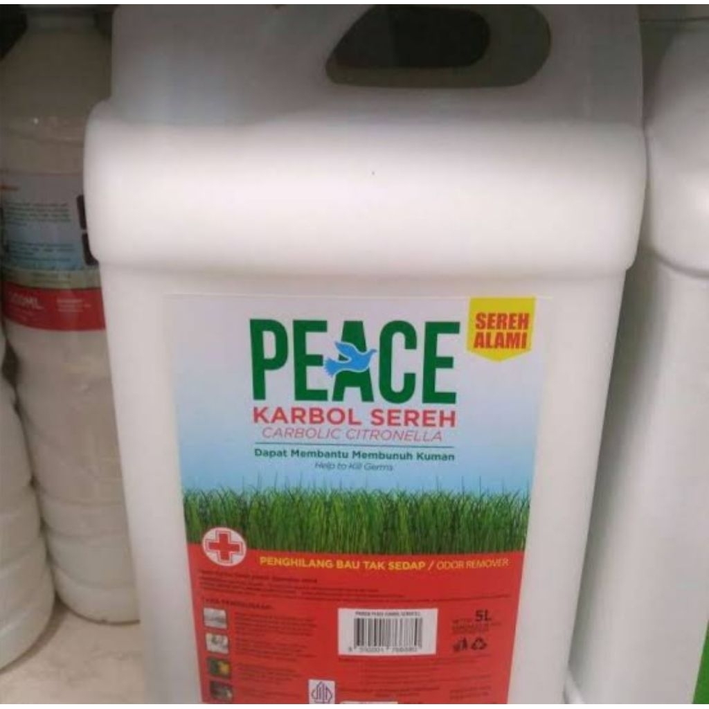 Peace Karbol Sereh 5 Liter - Peace Karbol Sereh, Pembersih Lantai Alami, Efektif Membunuh Kuman, Aro