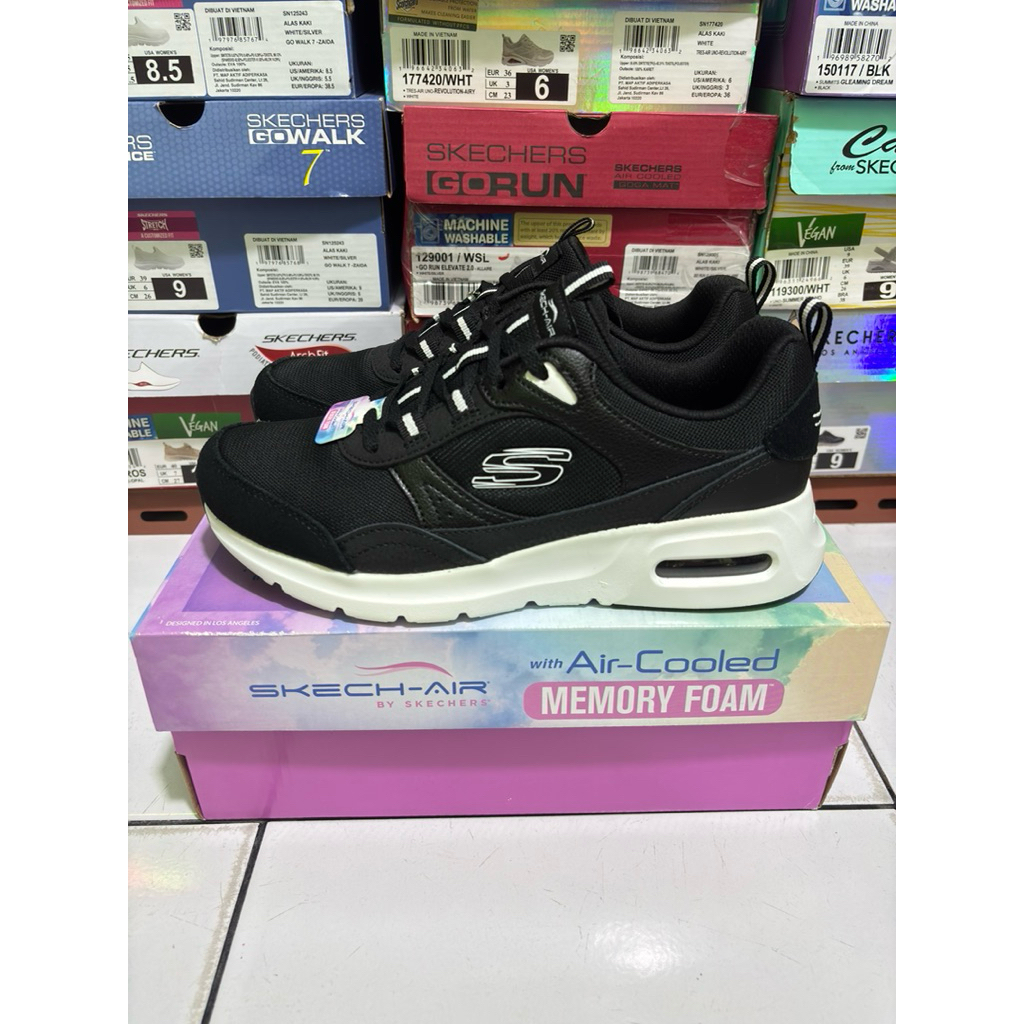 SKECHERS SKECH AIR 150075BKW HITAM PUTIH ORIGINAL