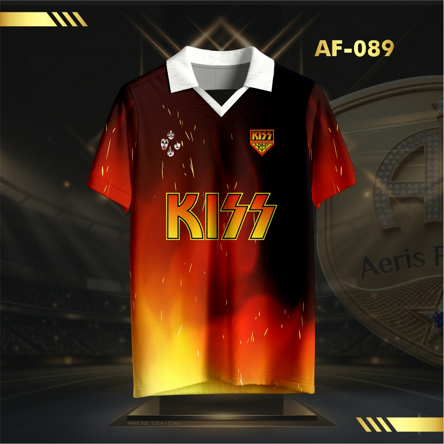 Jersey Fans KISS Army Vintage V-Neck Unisex – Kaos Flame Streetwear Full Print AF-089
