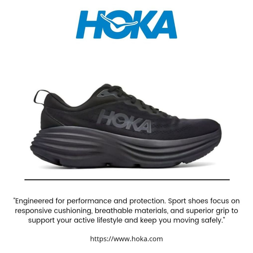 Sepatu HOKA ONE ONE Bondi 8 Full Black Running Shoes