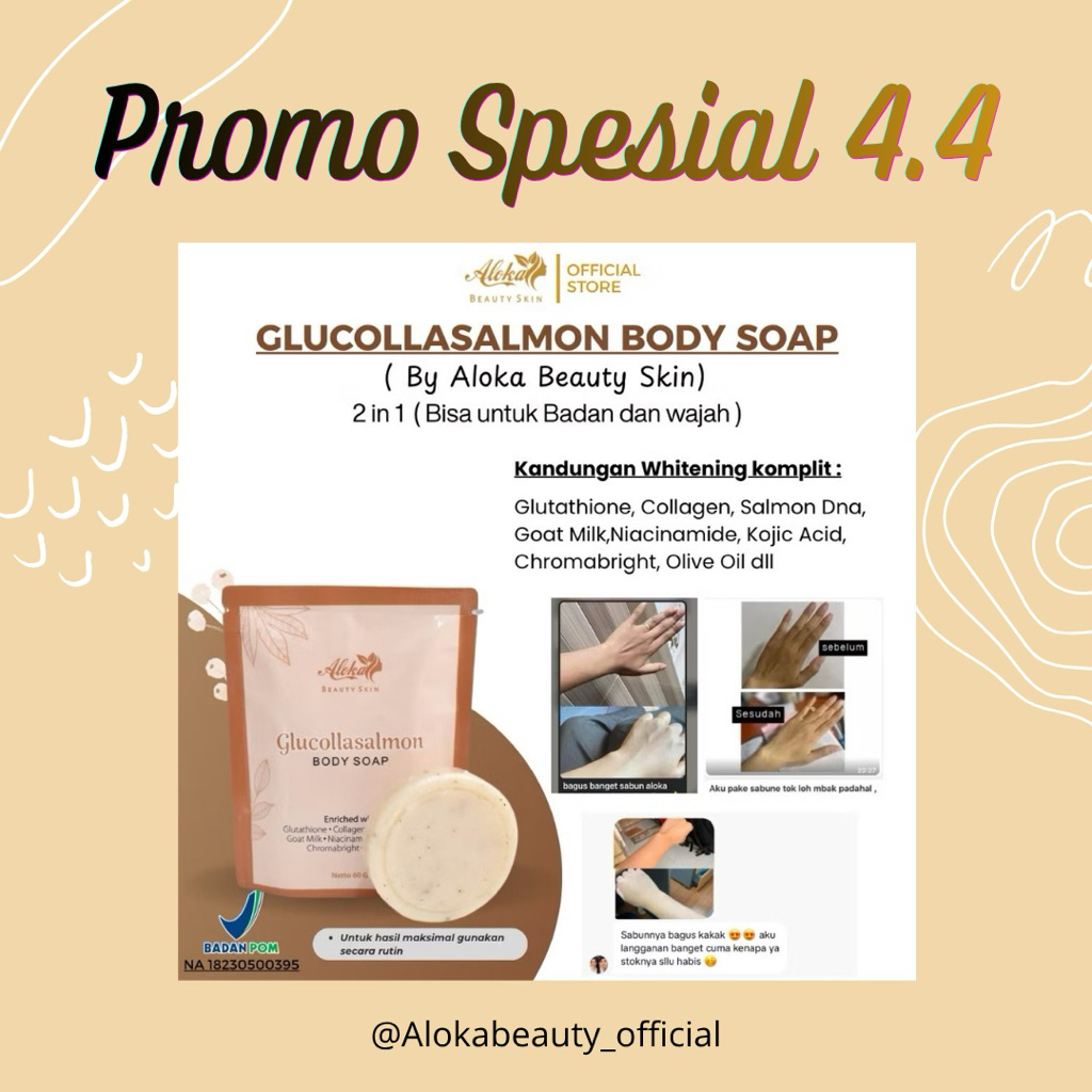 SABUN PEMUTIH BADAN / GLUCOLLASALMON SOAP BY ALOKA BEAUTY