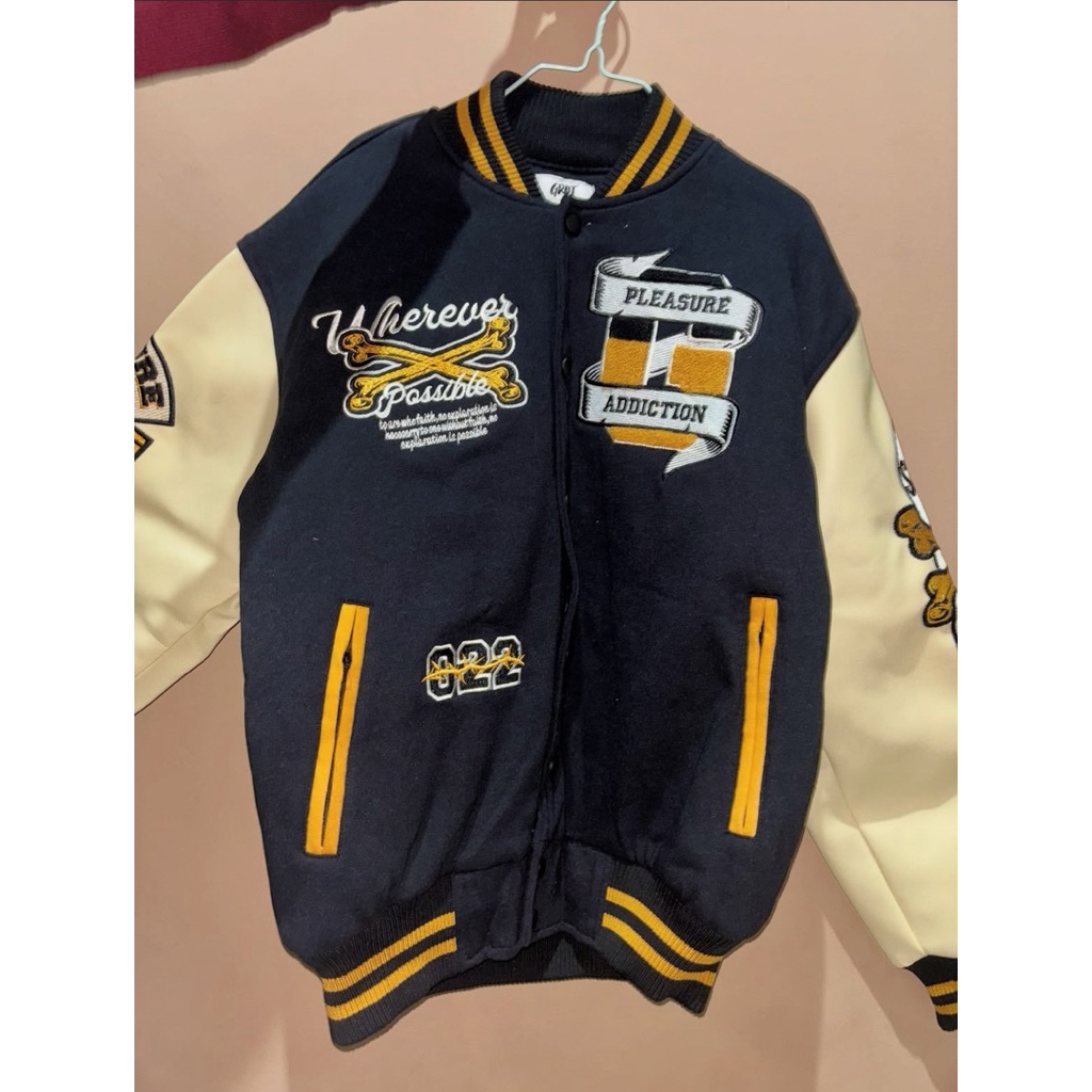 GRDT VARSITY JACKET KULIT NEWW -Black