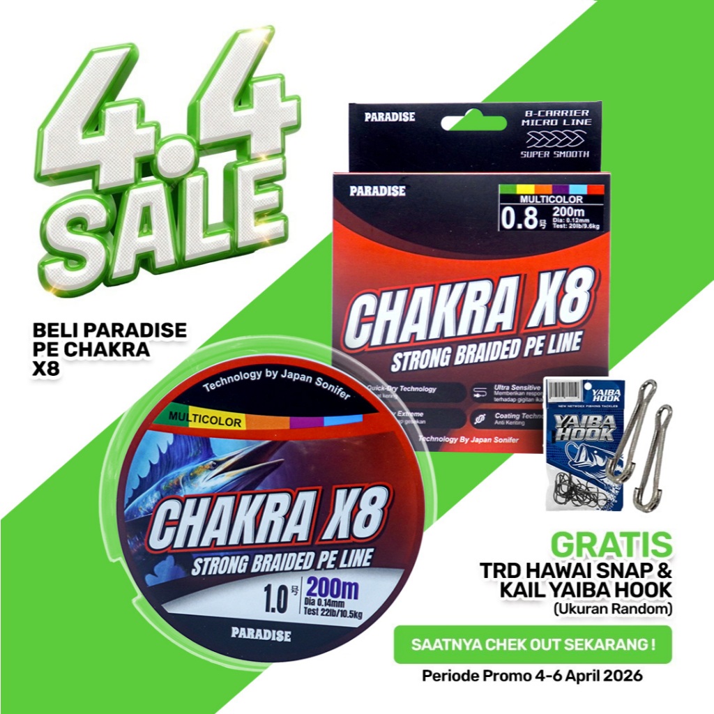 Paradise - PE Line Chakra X8 – Senar 8 Serat Multicolor Super Halus - 150m 200m 300m – Super Kuat, H