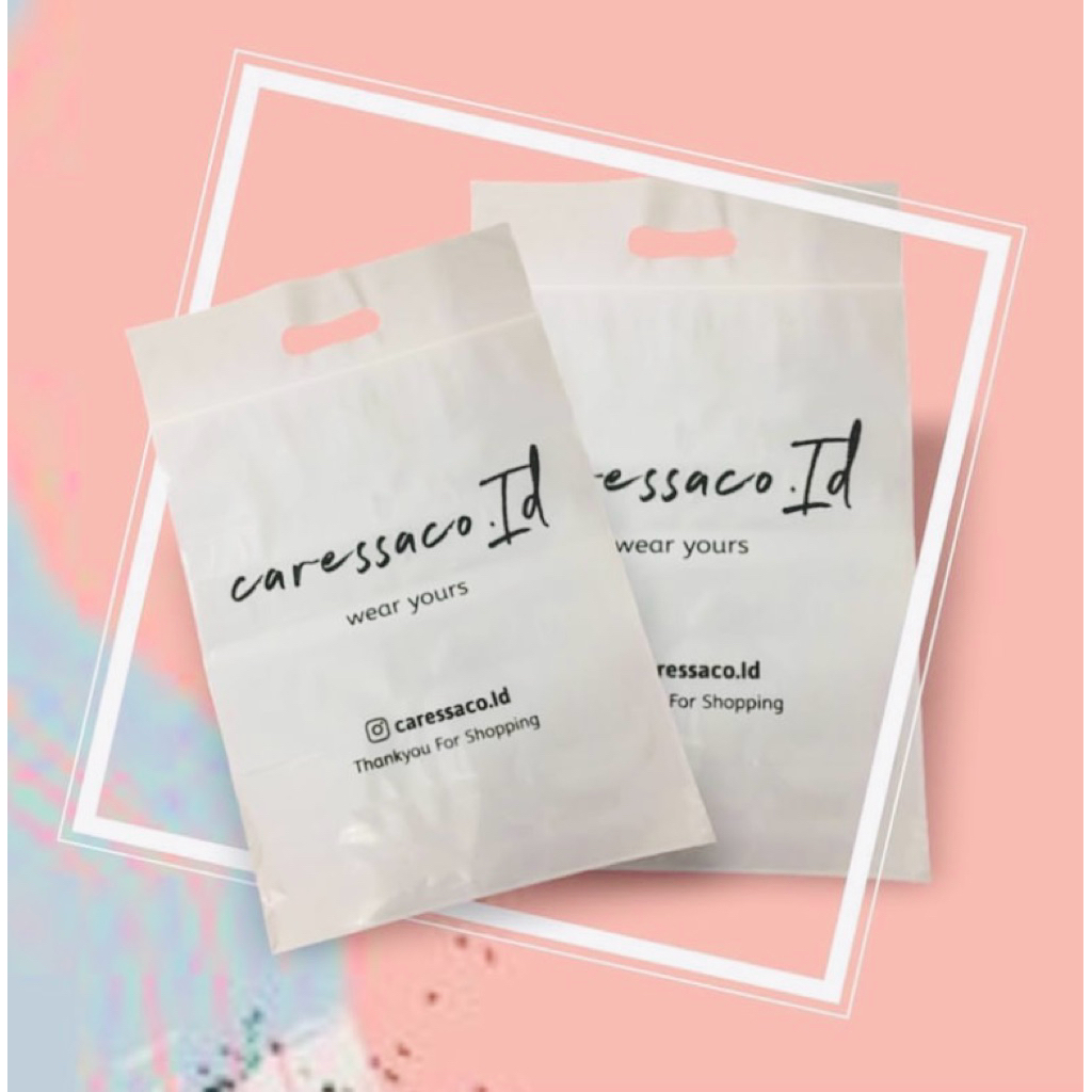 sablon plastik PE klip plong /plastik packing/label fashion/asesoris fashion/packaging baju100 pcs p