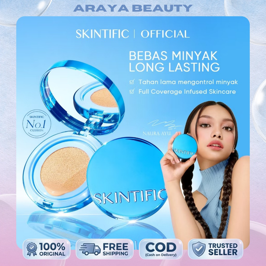 SKINTIFIC Cushion Biru Perfect Stay Velvet Matte Cushion 11ml Skintific Bedak BB Cushion Foundation 