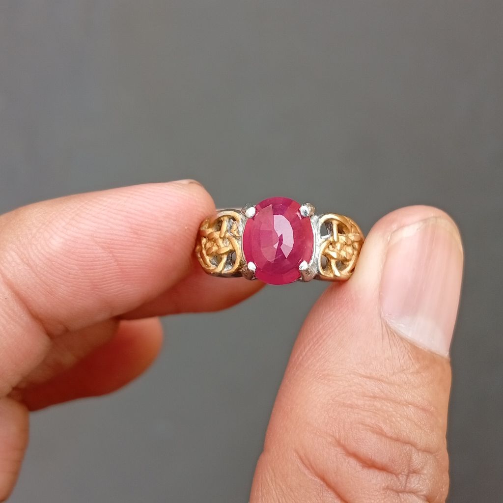 Ladies Ring Batu Permata Ruby Natural 3 ct ring Titanium