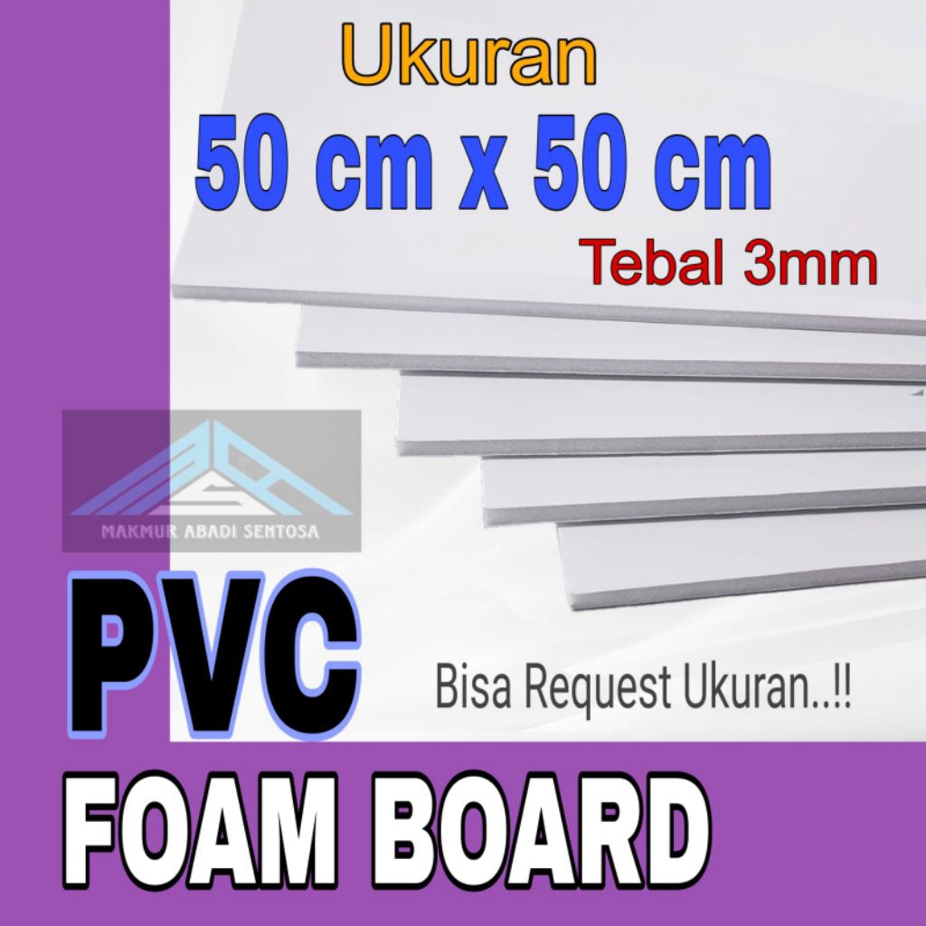 PVC Board/ PVC Foam Board Warna Putih - Tebal 3mm, Ukuran 50x50 Cm