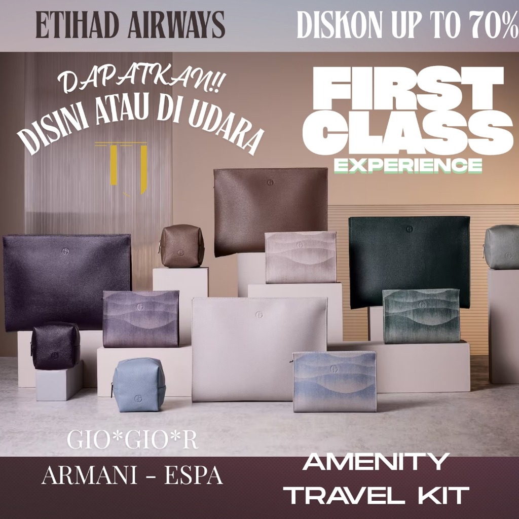 DOMPET PRIA/WANITA EXCLUSIVE Gior*gio Ar*mani Etihad Airways Pouch Amenity Travel Kit New Original