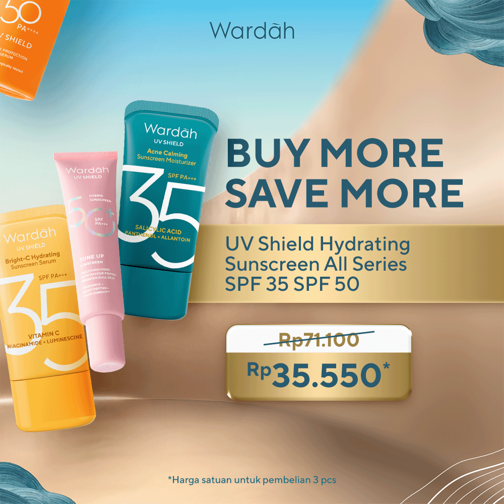 Wardah Sunscreen UV Shield All Series (Airy Smooth Essential Gel Acne Calming Aqua Fresh Tone Up Phy