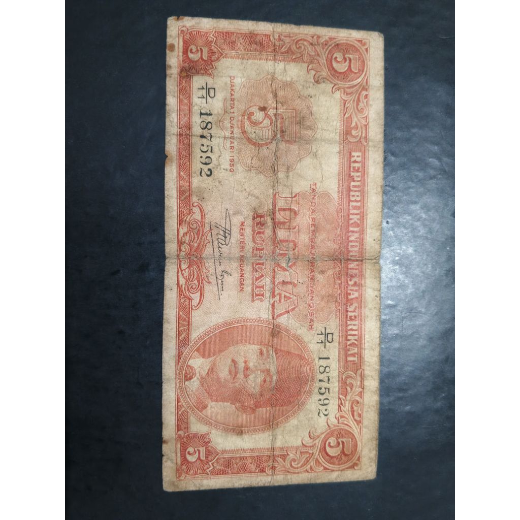 UANG KUNO 5 RUPIAH SOEKARNO SERI RIS TAHUN 1950