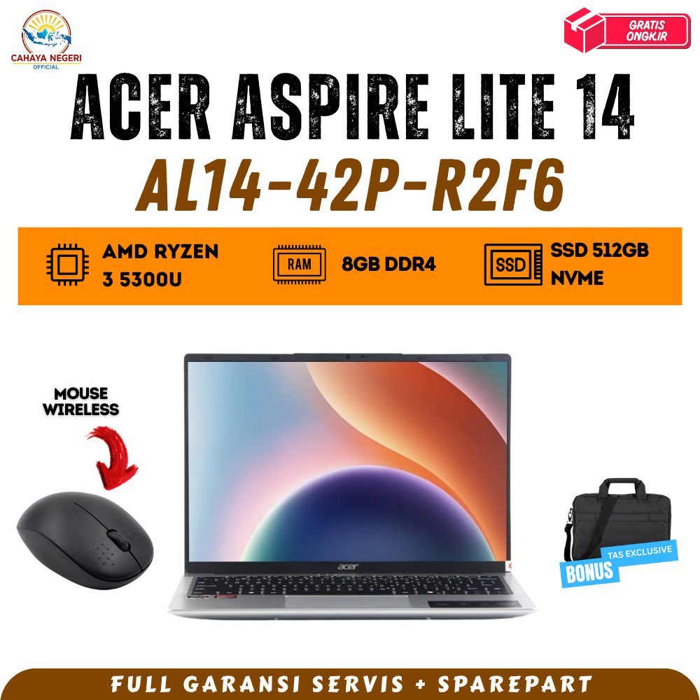 PROMO LAPTOP Acer Aspire Lite 14 AL14-42p-R2F6 Ryzen 3 5000 RAM 8GB Co Pilot Key SSD 512GB BERGARANS