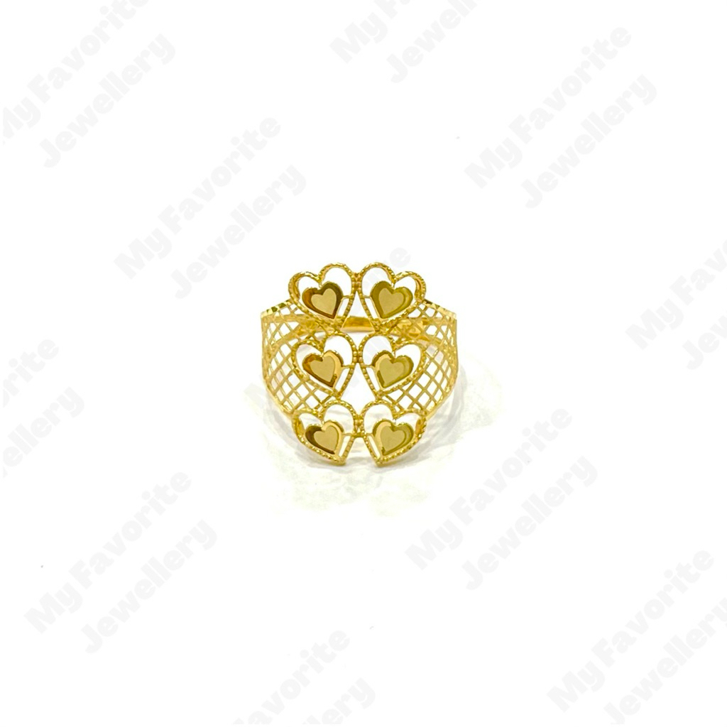 Cincin Hati Love Susun Krawang Uk16 Emas Asli Kadar 875