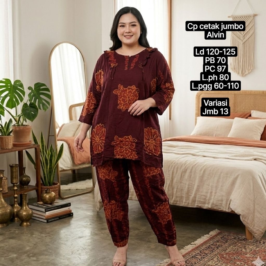 Setelan CP Cetak ABG, DEWASA Dan JUMBO Lengan 3/4 Dari Batik Alvin